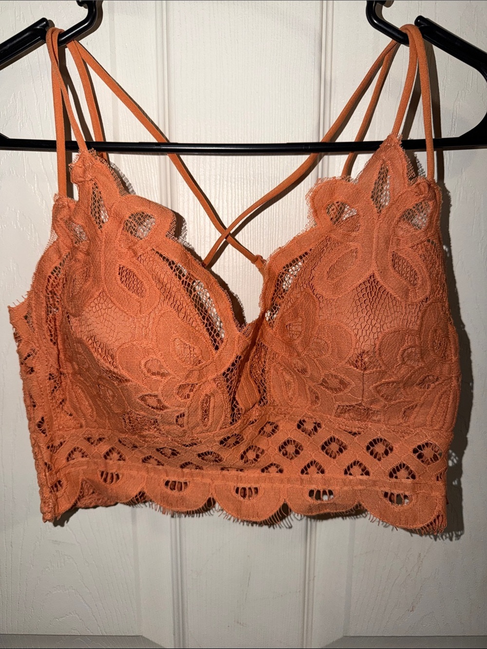 Zenana Outfitters Floral Lace Bralette in Burnt Orange